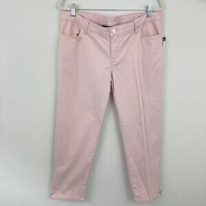 Norma Kamali Womens Cropped Jeans Pants Size 14 Casual Cotton Stretch Pink